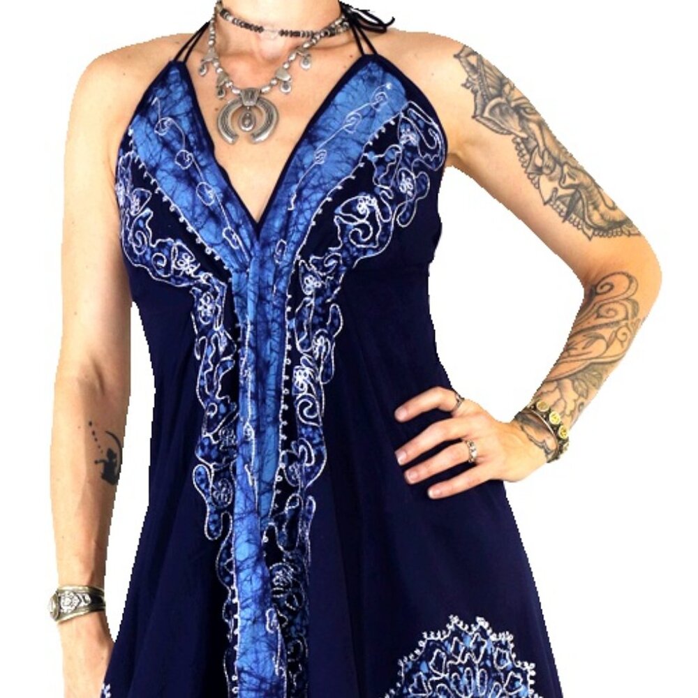 Beautiful Daphne Scarf Dark Blue Hippie Boho Beach Dress
